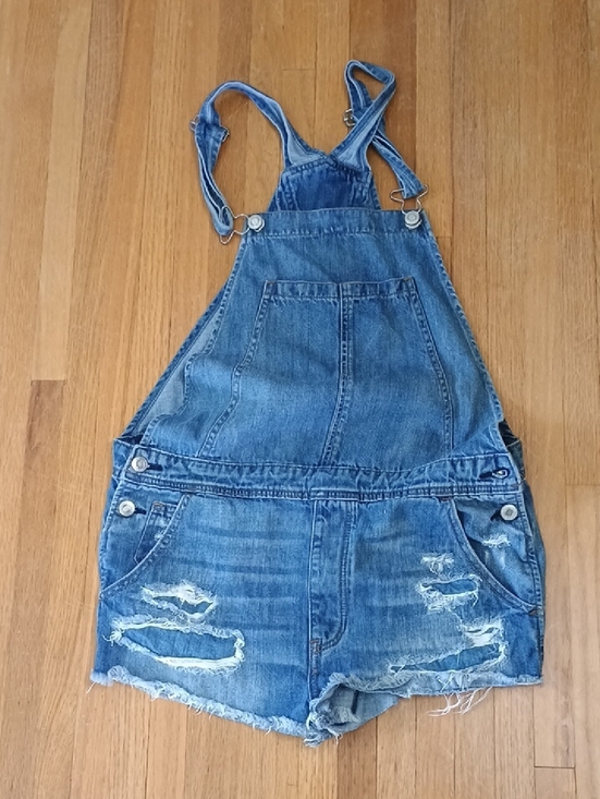 American Eagle Outfitters Denim - American Eagle Outfitters Blue Distressed Denim Short Overalls